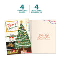 Load image into Gallery viewer, The cover and inside of Tree-Free’s Warmth This Season card, along with the following text: “4 greeting cards, 4 matching envelopes”