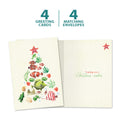 Load image into Gallery viewer, The cover and inside of Tree-Free’s Beachy Tree card, along with the following text: “4 greeting cards, 4 matching envelopes”