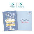 Load image into Gallery viewer, The cover and inside of Tree-Free’s Joyful 60 card, along with the following text: “6 greeting cards, 6 matching envelopes”