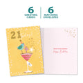 Load image into Gallery viewer, The cover and inside of Tree-Free’s Savoring 21 card, along with the following text: “6 greeting cards, 6 matching envelopes”