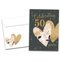 Load image into Gallery viewer, The cover of Tree-Free's Golden Celebration card, along with its matching envelope.