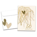 Load image into Gallery viewer, The cover of Tree-Free's Golden Hearts Tree card, along with its matching envelope.