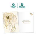 Load image into Gallery viewer, The cover and inside of Tree-Free’s Golden Hearts Tree card, along with the following text: “6 greeting cards, 6 matching envelopes”