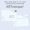 Load image into Gallery viewer, The envelope for Tree-Free’s Spectacular 60 card, along with the following text: “Every Tree-Free 5x7 card comes with a matching ARTvelope!”
