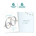 Load image into Gallery viewer, The cover and inside of Tree-Free’s Spectacular 60 card, along with the following text: “6 greeting cards, 6 matching envelopes”