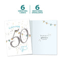 Load image into Gallery viewer, The cover and inside of Tree-Free’s Fabulous 50 card, along with the following text: “6 greeting cards, 6 matching envelopes”