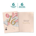Load image into Gallery viewer, The cover and inside of Tree-Free’s 16 with Love card, along with the following text: “6 greeting cards, 6 matching envelopes”
