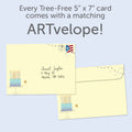 Load image into Gallery viewer, The envelope for Tree-Free’s Bright 30 card, along with the following text: “Every Tree-Free 5x7 card comes with a matching ARTvelope!”