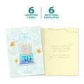 Load image into Gallery viewer, The cover and inside of Tree-Free’s Bright 30 card, along with the following text: “6 greeting cards, 6 matching envelopes”