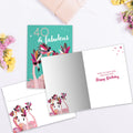 Load image into Gallery viewer, The inside of Tree-Free’s 40 and Fabulous card, with the cover and envelope in the background.