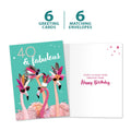 Load image into Gallery viewer, The cover and inside of Tree-Free’s 40 and Fabulous card, along with the following text: “6 greeting cards, 6 matching envelopes”
