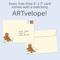 Load image into Gallery viewer, The envelope for Tree-Free’s Sore Knee card, along with the following text: “Every Tree-Free 5x7 card comes with a matching ARTvelope!”