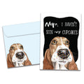 Load image into Gallery viewer, Cover of Sprinkles On Top Birthday card (featuring script and serif text above artwork of a dog with sprinkles on its face) and its matching envelope