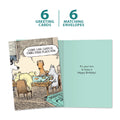 Load image into Gallery viewer, The cover and inside of Tree-Free’s Dogopoly card, along with the following text: “6 greeting cards, 6 matching envelopes”