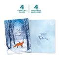 Load image into Gallery viewer, The cover and inside of Tree-Free’s Togetherness Fox card, along with the following text: “4 greeting cards, 4 matching envelopes”