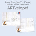 Load image into Gallery viewer, The envelope for Tree-Free’s Forgiving Fox card, along with the following text: “Every Tree-Free 5x7 card comes with a matching ARTvelope!”