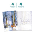 Load image into Gallery viewer, The cover and inside of Tree-Free’s Forgiving Fox card, along with the following text: “4 greeting cards, 4 matching envelopes”