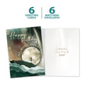 Load image into Gallery viewer, The cover and inside of Tree-Free’s Moon Child card, along with the following text: “6 greeting cards, 6 matching envelopes”