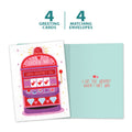 Load image into Gallery viewer, The cover and inside of Tree-Free’s Hit the Jackpot card, along with the following text: “4 greeting cards, 4 matching envelopes”