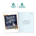 Load image into Gallery viewer, The cover and inside of Tree-Free’s Sparkly Day card, along with the following text: “6 greeting cards, 6 matching envelopes”