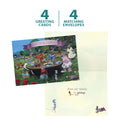 Load image into Gallery viewer, The cover and inside of Tree-Free’s Family Blessings card, along with the following text: “4 greeting cards, 4 matching envelopes”