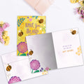 Load image into Gallery viewer, The inside of Tree-Free’s Honey Bee Day card, with the cover and envelope in the background.
