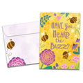 Load image into Gallery viewer, The cover of Tree-Free's Honey Bee Day card, along with its matching envelope.
