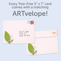 Load image into Gallery viewer, The envelope for Tree-Free’s Without Any Reward card, along with the following text: “Every Tree-Free 5x7 card comes with a matching ARTvelope!”