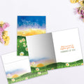 Load image into Gallery viewer, The inside of Tree-Free’s Sunset Wish card, with the cover and envelope in the background.
