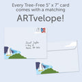 Load image into Gallery viewer, The envelope for Tree-Free’s Smooth Sailing 60 card, along with the following text: “Every Tree-Free 5x7 card comes with a matching ARTvelope!”