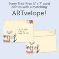 Load image into Gallery viewer, The envelope for Tree-Free’s Cat Congrats card, along with the following text: “Every Tree-Free 5x7 card comes with a matching ARTvelope!”