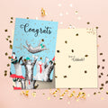 Load image into Gallery viewer, The inside of Tree-Free’s Cat Congrats card, with the cover and envelope in the background.