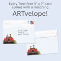 Load image into Gallery viewer, The envelope for Tree-Free’s All These Miles card, along with the following text: “Every Tree-Free 5x7 card comes with a matching ARTvelope!”