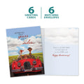 Load image into Gallery viewer, The cover and inside of Tree-Free’s All These Miles card, along with the following text: “6 greeting cards, 6 matching envelopes”