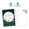 Load image into Gallery viewer, The cover and inside of Tree-Free’s Boundless Love card, along with the following text: “6 greeting cards, 6 matching envelopes”