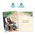 Load image into Gallery viewer, The cover and inside of Tree-Free’s Sweetest When Shared card, along with the following text: “6 greeting cards, 6 matching envelopes”