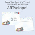 Load image into Gallery viewer, The envelope for Tree-Free’s Cat Nap Cupcakes card, along with the following text: “Every Tree-Free 5x7 card comes with a matching ARTvelope!”