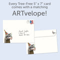 Load image into Gallery viewer, The envelope for Tree-Free’s Like a Raccoon card, along with the following text: “Every Tree-Free 5x7 card comes with a matching ARTvelope!”