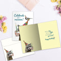 Load image into Gallery viewer, The inside of Tree-Free’s Like a Raccoon card, with the cover and envelope in the background.