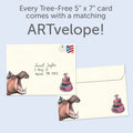 Load image into Gallery viewer, The envelope for Tree-Free’s Save a Slice card, along with the following text: “Every Tree-Free 5x7 card comes with a matching ARTvelope!”
