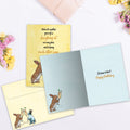 Load image into Gallery viewer, The inside of Tree-Free’s Drink to That card, with the cover and envelope in the background.