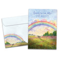 Load image into Gallery viewer, The cover of Tree-Free's Sweet Cat Rainbow card, along with its matching envelope.