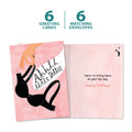 Load image into Gallery viewer, The cover and inside of Tree-Free’s Letting Loose card, along with the following text: “6 greeting cards, 6 matching envelopes”