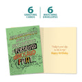 Load image into Gallery viewer, The cover and inside of Tree-Free’s Blast from the Past card, along with the following text: “6 greeting cards, 6 matching envelopes”