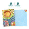 Load image into Gallery viewer, The cover and inside of Tree-Free’s Golden Glow card, along with the following text: “6 greeting cards, 6 matching envelopes”