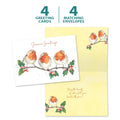 Load image into Gallery viewer, The cover and inside of Tree-Free’s Bird Beauty card, along with the following text: “4 greeting cards, 4 matching envelopes”