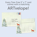 Load image into Gallery viewer, The envelope for Tree-Free’s Winter Joy card, along with the following text: “Every Tree-Free 5x7 card comes with a matching ARTvelope!”