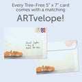 Load image into Gallery viewer, The envelope for Tree-Free’s Grateful Foxes card, along with the following text: “Every Tree-Free 5x7 card comes with a matching ARTvelope!”