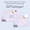Load image into Gallery viewer, The envelope for Tree-Free’s Owl Calmness card, along with the following text: “Every Tree-Free 5x7 card comes with a matching ARTvelope!”