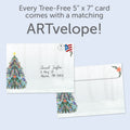 Load image into Gallery viewer, The envelope for Tree-Free’s Tree Sparkle card, along with the following text: “Every Tree-Free 5x7 card comes with a matching ARTvelope!”